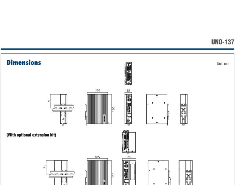 研華UNO-137 DIN導(dǎo)軌控制器，配備Intel?Atom?E3940 CPU、2個(gè)LAN、2個(gè)COM、3個(gè)USB 3.0、1個(gè)USB 2.0、2個(gè)DP 1.2、8個(gè)DI、8個(gè)DO、1個(gè)M.2、1個(gè)mPCIe、TPM 2.0