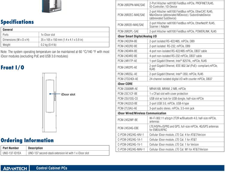 研華UNO-137 DIN導(dǎo)軌控制器，配備Intel?Atom?E3940 CPU、2個(gè)LAN、2個(gè)COM、3個(gè)USB 3.0、1個(gè)USB 2.0、2個(gè)DP 1.2、8個(gè)DI、8個(gè)DO、1個(gè)M.2、1個(gè)mPCIe、TPM 2.0