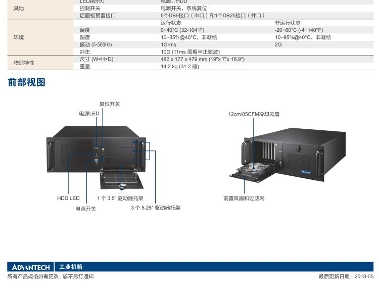 研華IPC-940 經(jīng)典款4U機(jī)架式機(jī)箱，帶前置風(fēng)扇