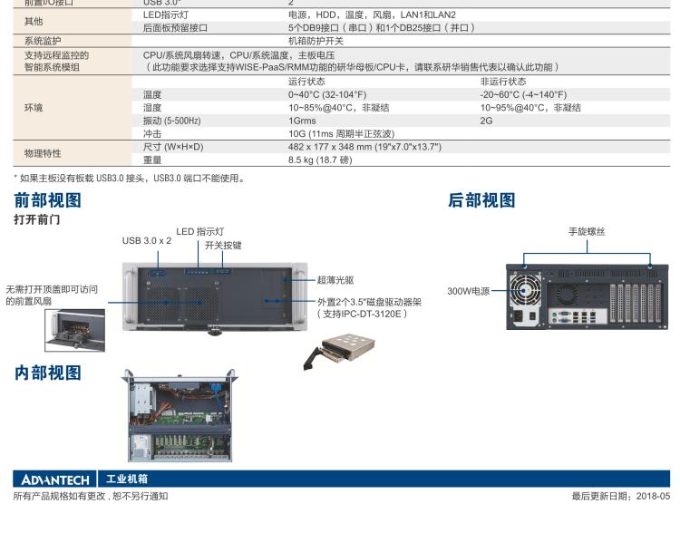 研華IPC-941 348mm深度緊湊型4U機(jī)架式機(jī)箱，支持ATX主板