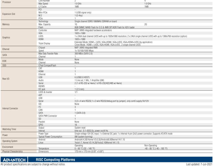 研華RSB-6410 基于NXP ARM Cortex-A9 i.MX6 Dual/Quad 的Mini-ITX工業(yè)主板， 支持Linux Yocto/Android