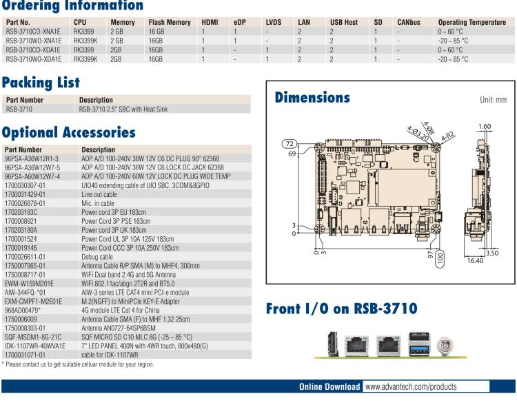 研華RSB-3710 Rockchip RK3399 Cortex-A72 2.5" 單板電腦，帶 UIO40-Express擴展