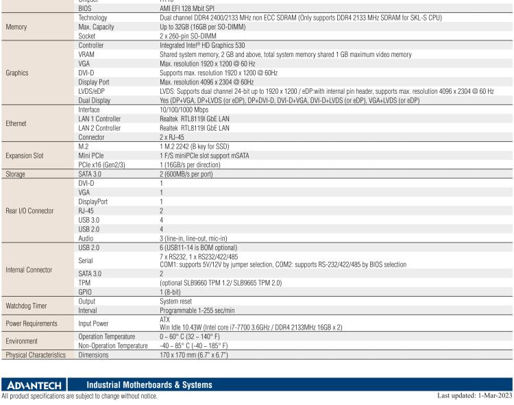 研華AIMB-205 適配Intel? 第6/7代 Core? i 處理器，搭載H110芯片組。高性價(jià)比，擁有豐富的擴(kuò)展接口，穩(wěn)定可靠。