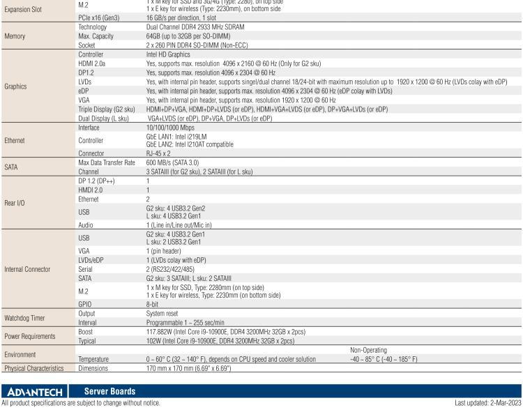 研華AIMB-277 適配Intel? 第10代 Core? i 系列處理器，搭載Q470E芯片組。性能強(qiáng)勁，適用于高端應(yīng)用領(lǐng)域。