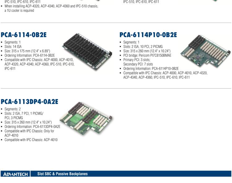 研華PCA-6106P4-0A2E 6 slot PICMG BP,4PCI,2PICMG RoHS K