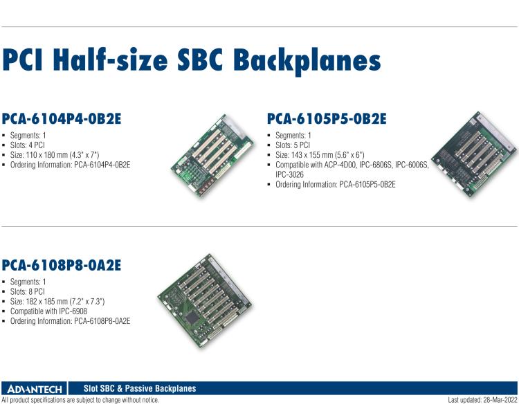 研華PCE-4B13 PICMG 1.3 Half-size server-grade SHB Backplanes, Compactable with PCE-4000 series and IPC chassis: ACP-4020