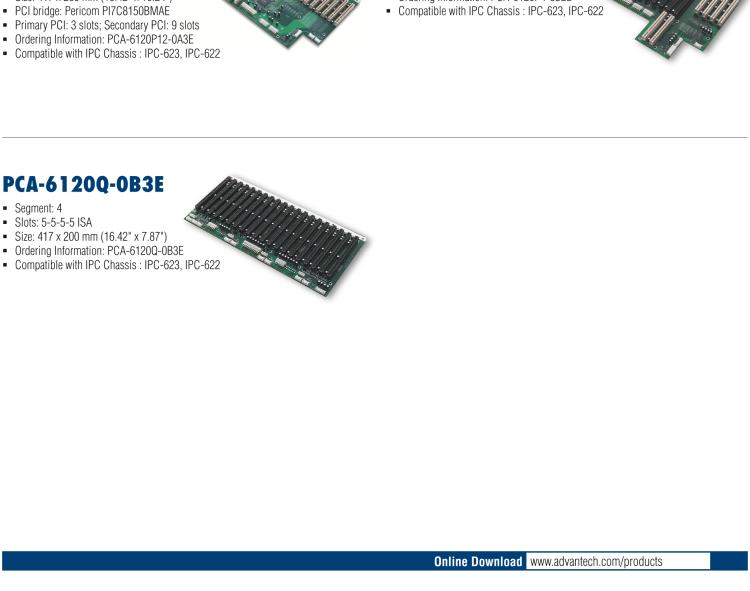 研華PCA-6113DP4 13-slot 2 ISA, 7 PCI, 1 PICMG/PCI, 3 PICMG Backplanes