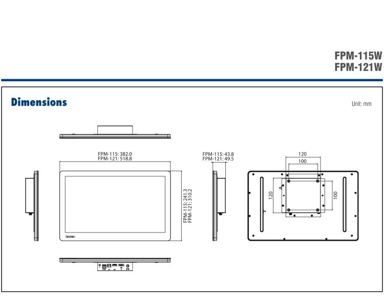 研華FPM-121W 21.5" Full HD工業(yè)顯示器P-CAP觸控