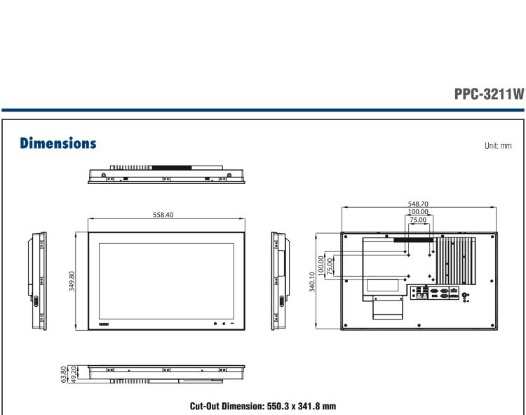 研華PPC-3211W 21.5" 寬屏無(wú)風(fēng)扇工業(yè)平板電腦, 搭載 Intel? Core? i5-7300U 處理器