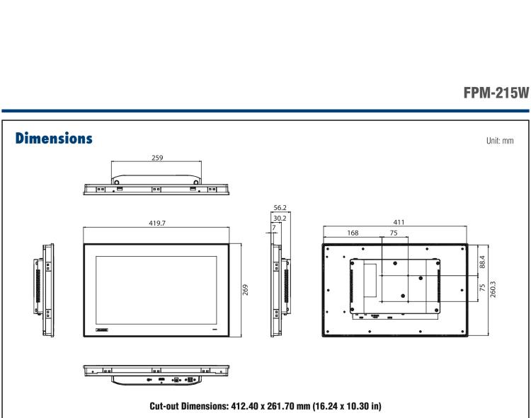 研華FPM-215W 15.6寸WXGA工業(yè)顯示器，支持多點(diǎn)觸控，支持 HDMI端口