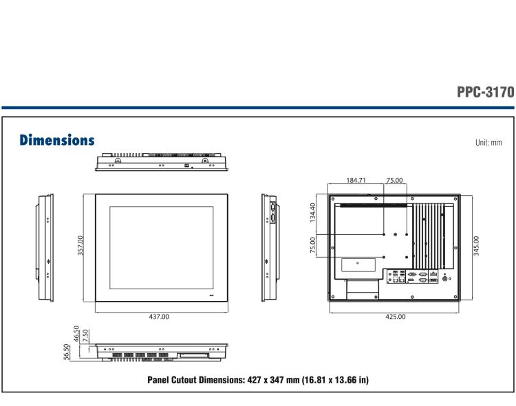 研華PPC-3170-RE4BE 17" 無風(fēng)扇工業(yè)平板電腦, 搭載 Intel? Atom? E3845 四核心處理器