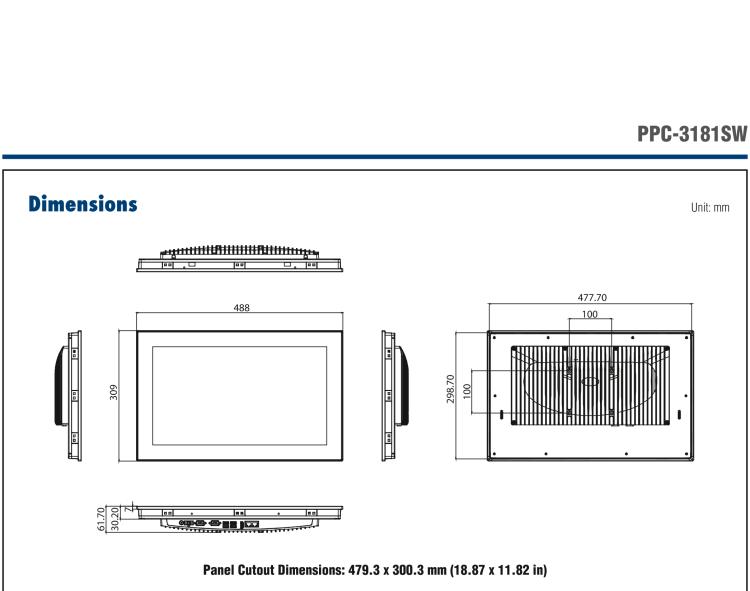 研華PPC-3181SW 18.5" 無風(fēng)扇工業(yè)平板電腦, 搭載 Intel? Core? 第六代處理器