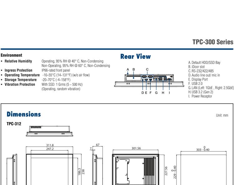 研華TPC-315 15英寸XGA TFT LED LCD觸摸屏電腦，搭載第八代Intel?Core? i3/ i5/ i7處理器，內(nèi)置8G DDR4 RAM