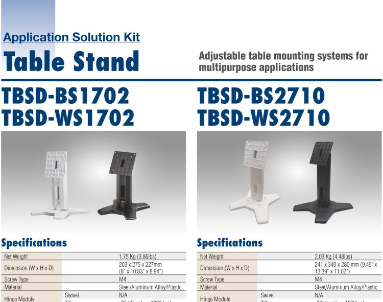 研華TBSD-BTS011 Adjustable table mounting systems for multipurpose applications