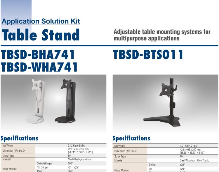 研華TBSD-BTS011 Adjustable table mounting systems for multipurpose applications