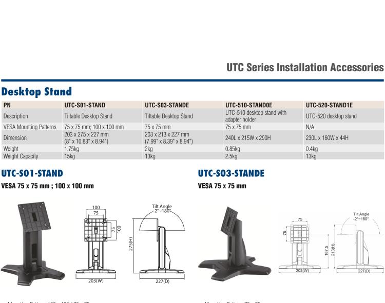 研華UTC-WALL-MOUNT2E 壁掛架 (VESA 100/200 mm)，適用于UTC 系列多功能觸控一體機