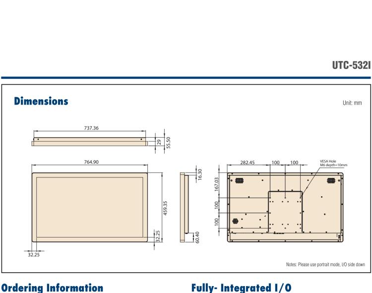 研華UTC-532I 31.5" Ubiquitous Touch Computer with 11th Gen Intel Core i7/i5/i3 Processor