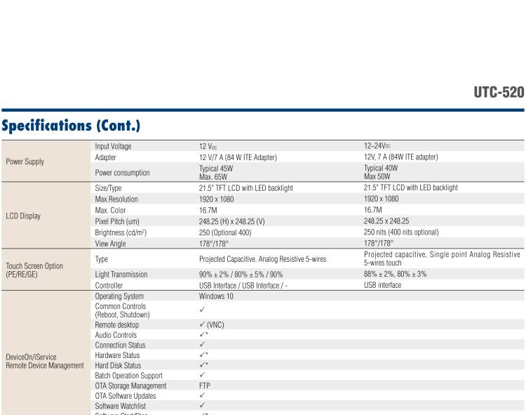 研華UTC-520F 21.5" 多功能觸控一體機(jī)，內(nèi)置Intel? Skylake Core? i5-6300U處理器