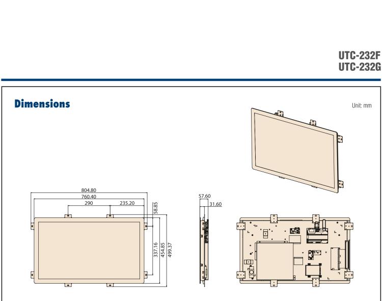 研華UTC-232F 31.5" Open Frame Panel PC with Intel? Core? i5-6300U