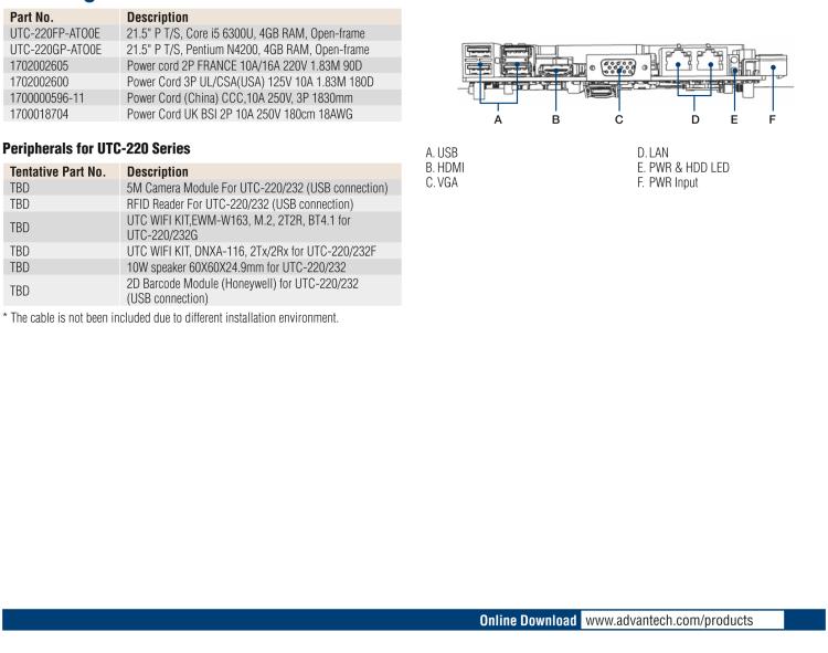 研華UTC-220G 21.5" Open Frame Panel PC with Intel?Pentium? N4200