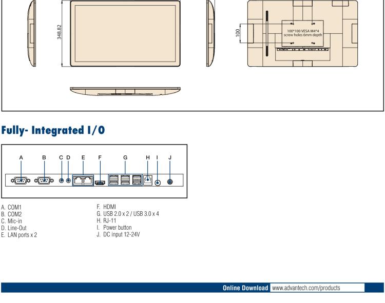 研華UTC-124G3 23.8" All-in-One Touch Computer with Intel? Celeron? J3455 Processor