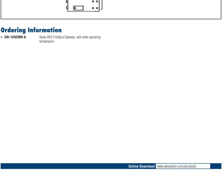 研華EKI-1242INR Node-RED Fieldbus Gateway, Wide Temperature