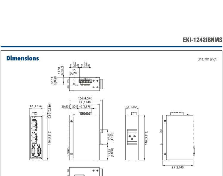 研華EKI-1242IBNMS Modbus RTU/TCP to BACnet IP/MSTP Fieldbus Gateway, Wide Temperature