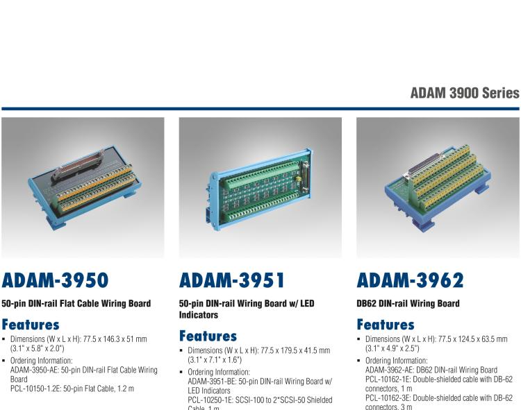 研華ADAM-3950 50芯扁平電纜接線端子，DIN導軌安裝