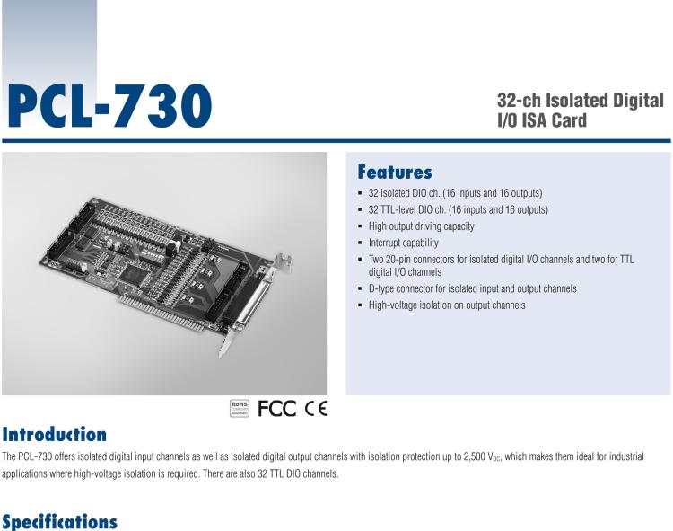 研華PCL-730 32通道隔離數字輸入/輸出ISA卡