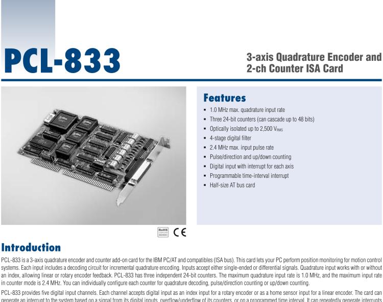 研華PCL-833 三軸正交編碼器、計(jì)數(shù)器卡