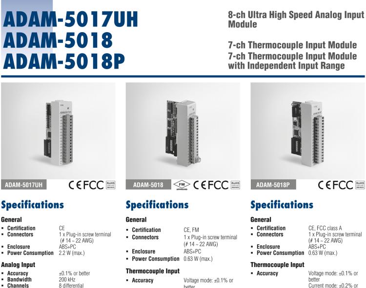 研華ADAM-5018P 7通道熱電偶輸入模塊，具獨立輸入范圍