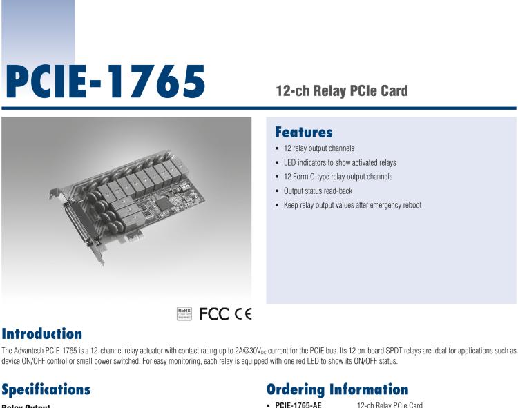 研華PCIE-1765 12 通道繼電器PCIE Card