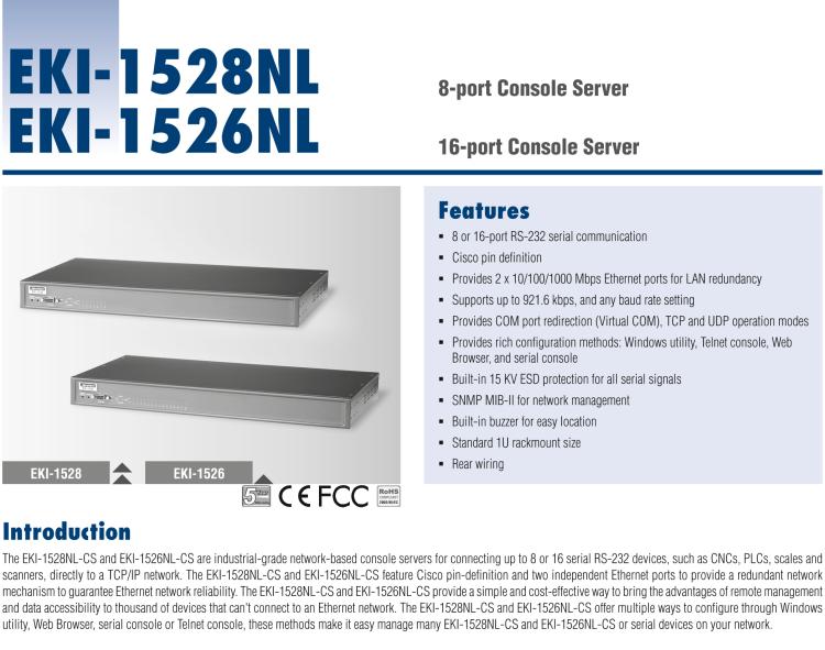 研華EKI-1526NL 16-Port Console Server