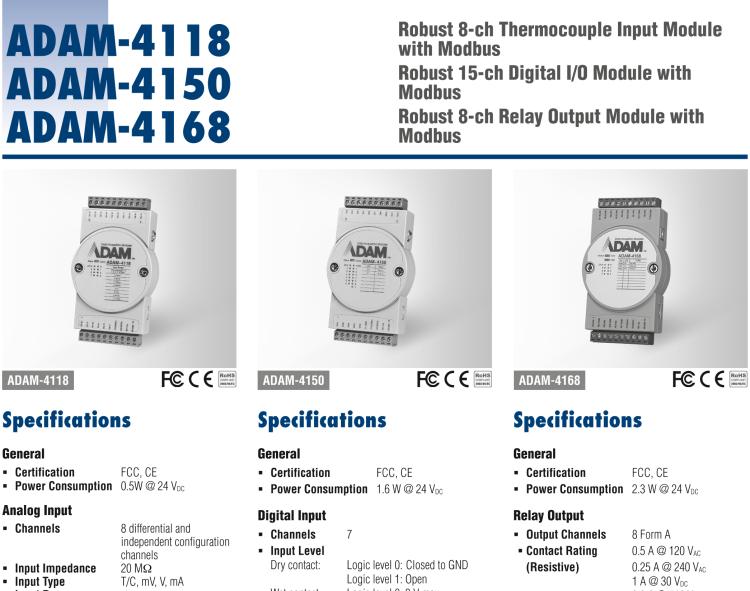 研華ADAM-4118 堅(jiān)固型8路熱電偶輸入模塊，帶Modbus