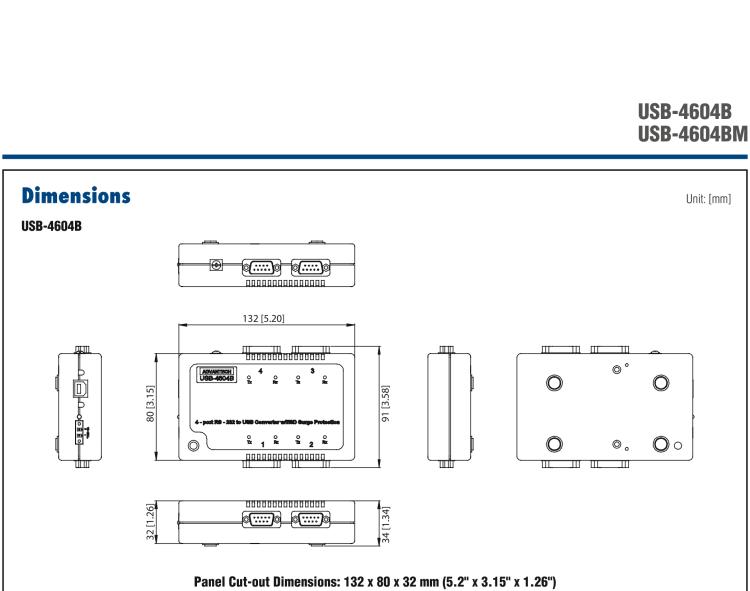 研華USB-4604BM USB轉(zhuǎn)4端口RS-232/422/485 轉(zhuǎn)換器，帶浪涌保護(hù)