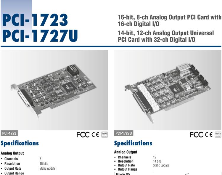 研華PCI-1727U 14位，12通道同步模擬輸出卡