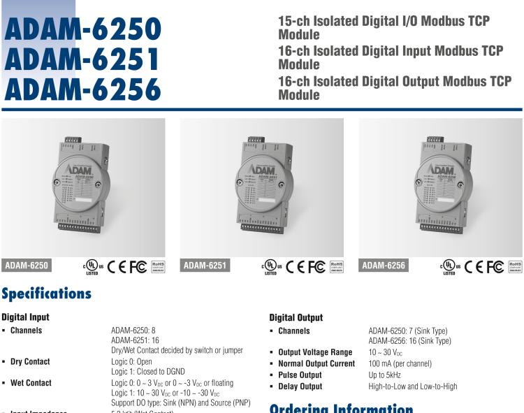 研華ADAM-6256 支持Modbus TCP的16路隔離數(shù)字量輸出模塊