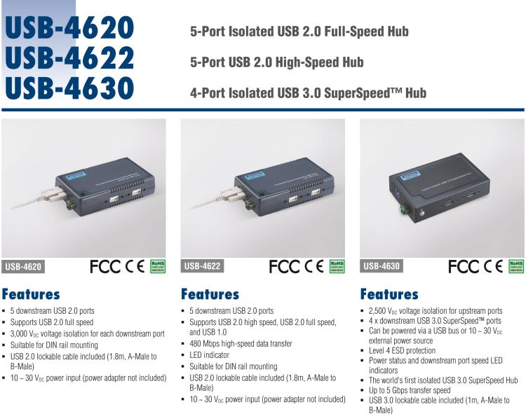 研華USB-4620 ULI-415C 電路模塊，5端口隔離USB2.0集線器