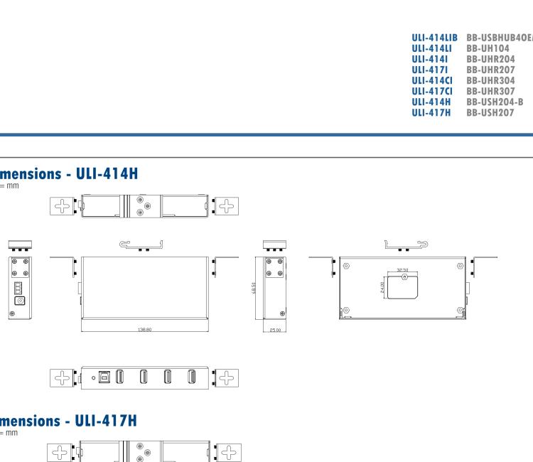 研華BB-USBHUB4OEM ULI-414LIB-工業(yè)USB 2.0集線器，4端口，高穩(wěn)固力連接器