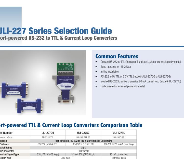 研華BB-232LPTTL33 ULI-227D3 RS-232（DB9母頭）至3.3V TTL（DB9公頭）轉(zhuǎn)換器，端口供電