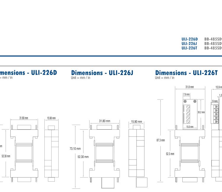 研華BB-485SD9RJ ULI-226J RS-232（DB9母頭）至RS-485 2線（RJ 11）轉(zhuǎn)換器